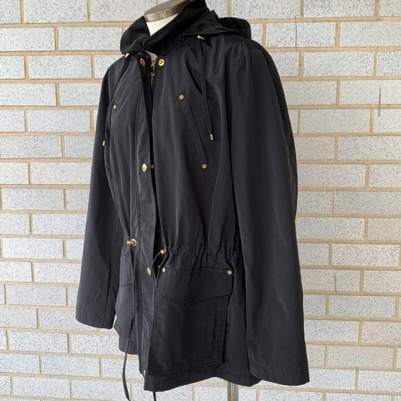 CHARTER CLUB WATER RESISTANT BLACK HOODED JACKET SIZE XL 100% POLYESTER - Picture 6 of 9